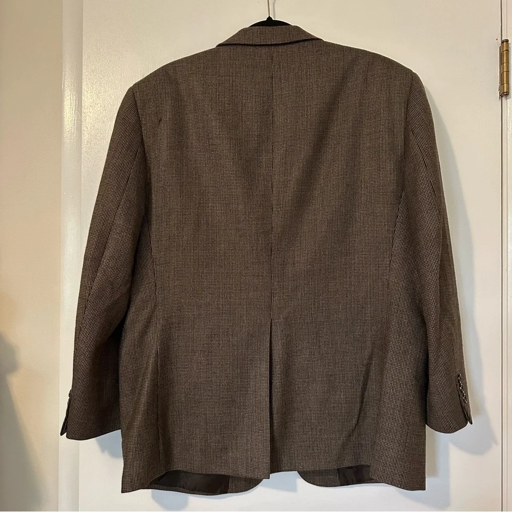 Bert Pulitzer Plaid Wool Blend Blazer Brown Two Button Mens 42